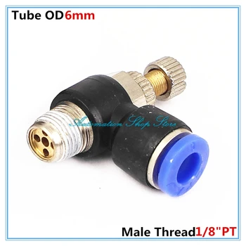 

5PCS 6mm Push in to 1/8"PT 9.5mm Male thread diameter Connect Fitting Elbow Pneumatic Speed Flow Controller Fittings SLA6-01