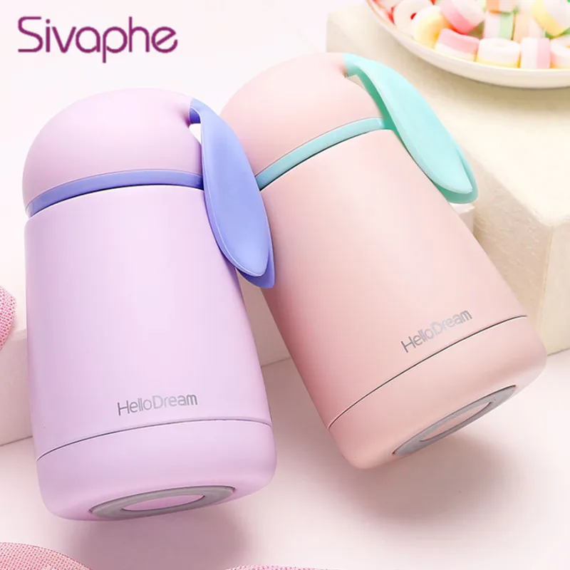 Vacuum Flasks 300ml Two Colors Rabbit Thermos Bottle Coffee Cup For Girl Thermal Insulation Tumbler Mug | Дом и сад