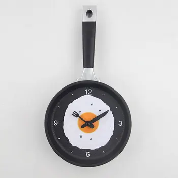 

Hot Sale Lovely Design Fried Pan Clock Plastic Kitchen Wall Clock For Home Decoration Quartz Time Clocks Horloge Murale
