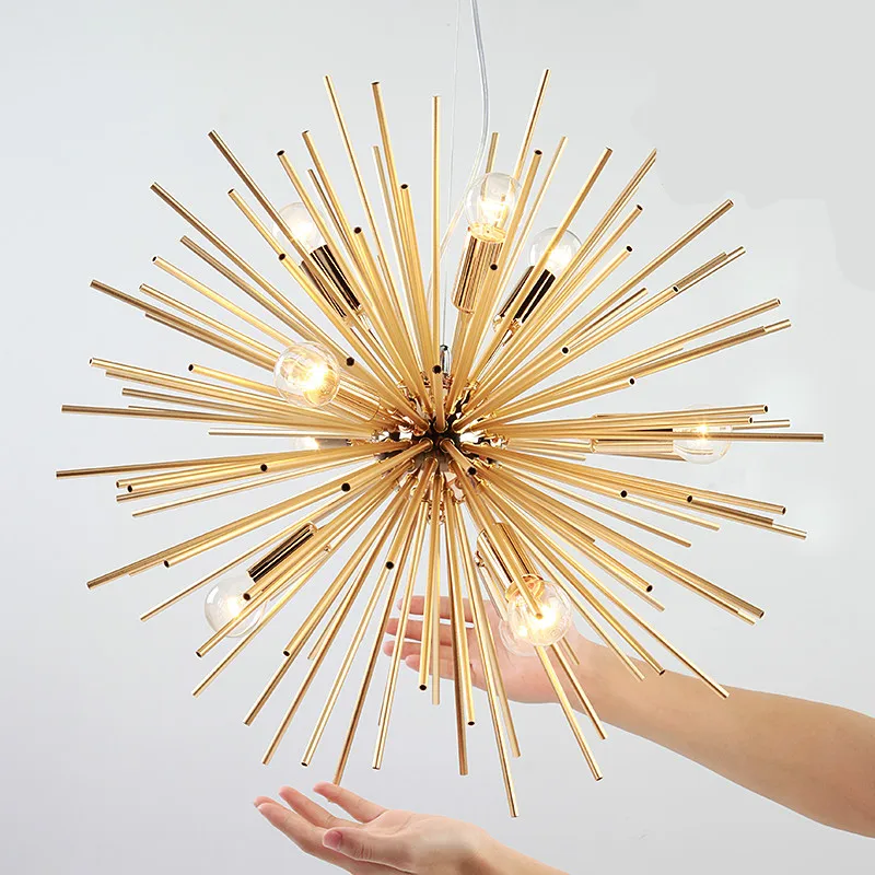 

Creative Modern Nordic Art Golden Stick Iron Led E27 Pendant Light For Dining Room Living Room Bar Deco Lamps Dia 55/65cm 1015