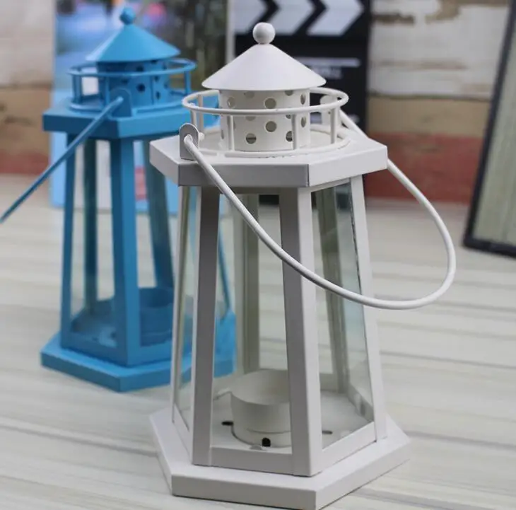 

Free Shipping 2set/lot Mediterranean style Iron Candlestick Six Cape Lantern Candle holder decorative home accessories