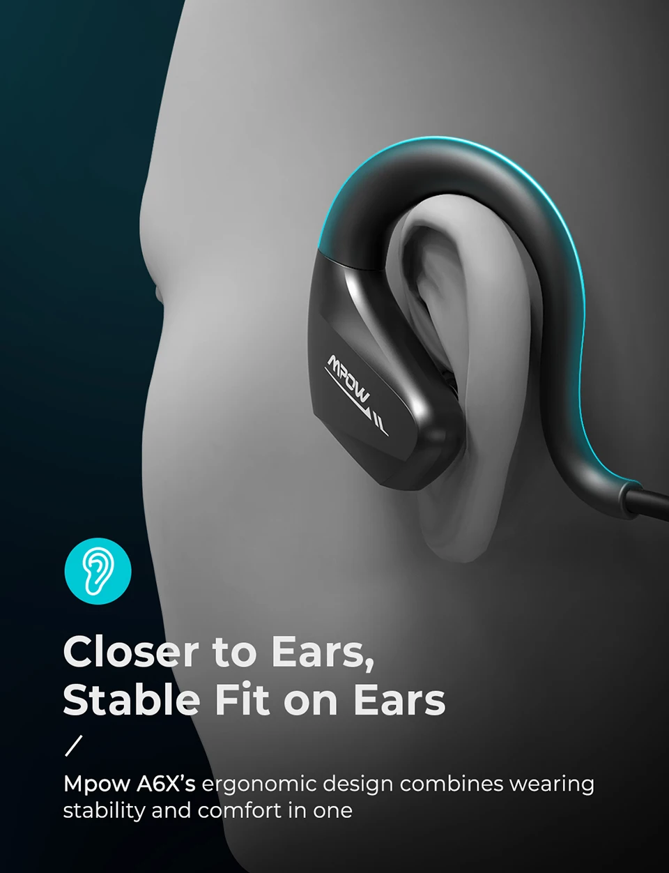 Mpow A6X Wireless Headphones Bluetooth 5.0 Sport Earphone IPX6 Waterproof Earphones With Bass+ 9 Hours Playtime For iPhone X 7 6 (6)