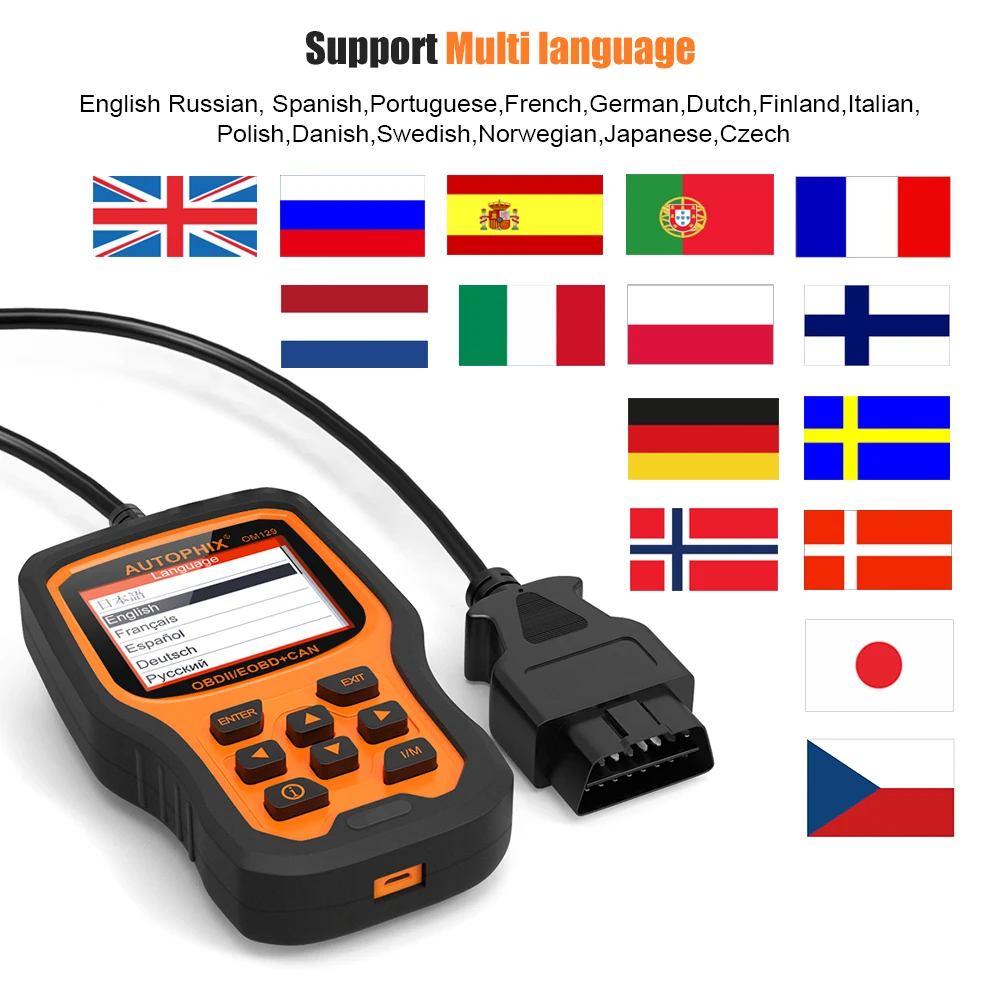 Автосканер Autophix OM129 OBD2 многоязычный считыватель кодов ODB OBDII для проверки