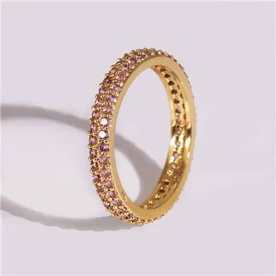 AOTEMAN, Радужное кольцо, 47 цветов, багет, кубический цирконий, cz, позолота, обручальное кольцо, кольцо для женщин, ювелирные изделия из стерлингового серебра 925 пробы - Цвет основного камня: 013-PK