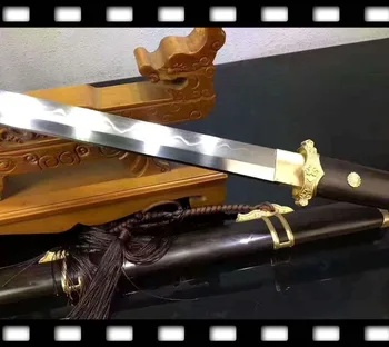 

Top Quallty Full Tang T10 Steel Clay Tempered Sharp Chinese Sword Tang Dynasty Katana Battle Jian/Copper Knife fitted