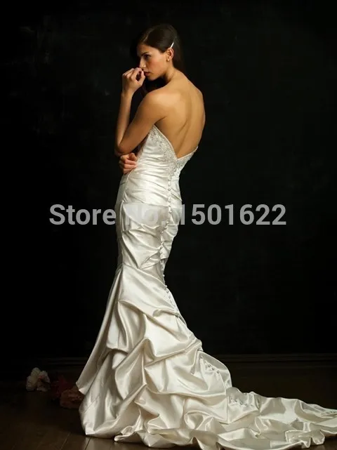 Wedding Dresses 2014 free shipping vestido de noiva Floor-Length A-Line Strapless Sleeveless Taffeta Appliques Off the Shoulder | Свадьбы и