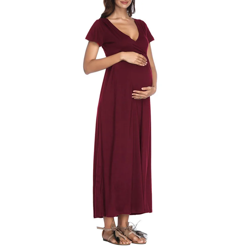 

V-neck Maternity Dresses For Pregnant Women Sexy Clothes Pregnancy Dress Ladies Clothing Maternity Gravidas Pregnant Vestidos