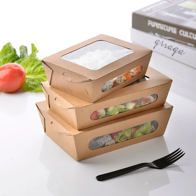 3 Size Kraft Paper Salad Box Disposable Water Proof Takeaway Lunch 3 Size Kraft Paper Salad Box Disposable Water Proof Takeaway Lunch Fruit Camping Supplies Dinnerware