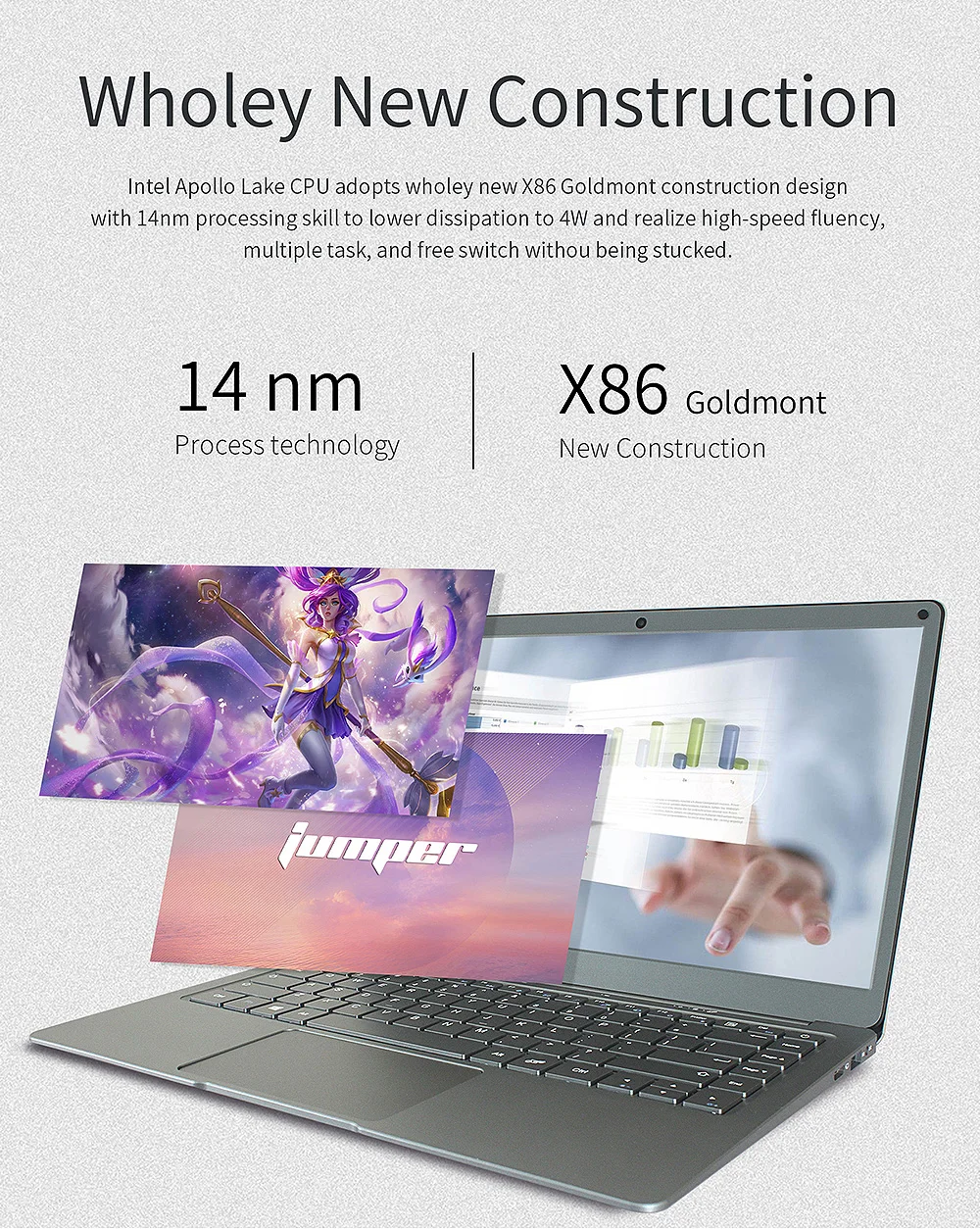 Jumper EZbook X3 Ноутбук 13,3 "Windows 10 Домашняя версия Intel Apollo Lake N3350 двухъядерный 1,1 ГГц 6 Гб 64 Гб фронтальная камера ноутбук