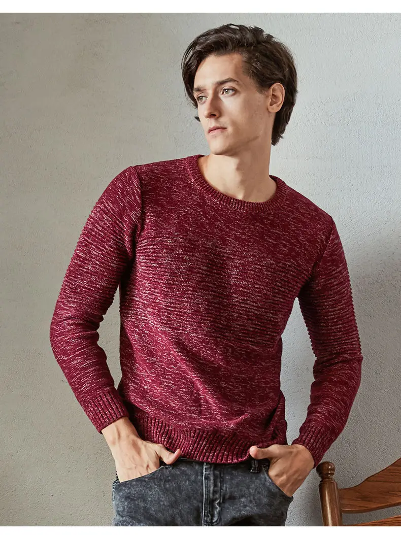 MuLs Brand Crew-Neck Sweater Men Pullover Autumn Winter Thick knit Stripe Male Sweater Jumpers Cotton O Man knitwear 2019 Spirng 7