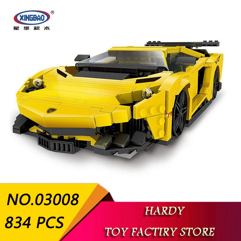 

Xingbao 03008 Technology Series Yellow Lightning Sports Car Children Assemble Small Toys Building Blocks