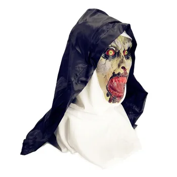 

Halloween Cosplay 2 Devil Nun Latex Costume Nun Mask with Hood