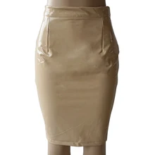 Новые женские PU половина-длина юбки сексуальный Яркий кожаный узкая юбка стрейч Яркий кожаный Красный Черный Повседневная юбка