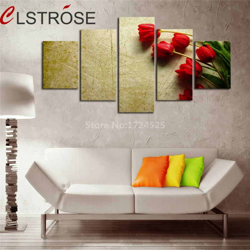

CLSTROSE HD печатная Картина на холсте, настенный плакат, 5 панелей, красная роза, пейзаж, картины, домашний декор для гостиной, печатные картины
