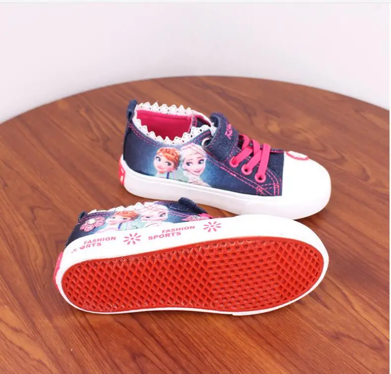 Ceny 2019 wiosenne letnie dziewczęce brezentowe buty dziecięce obuwie dziecięce głęboki dekolt sneaker dziecięce buty dżinsowe elsa anna śnieg 3 do 14 lat