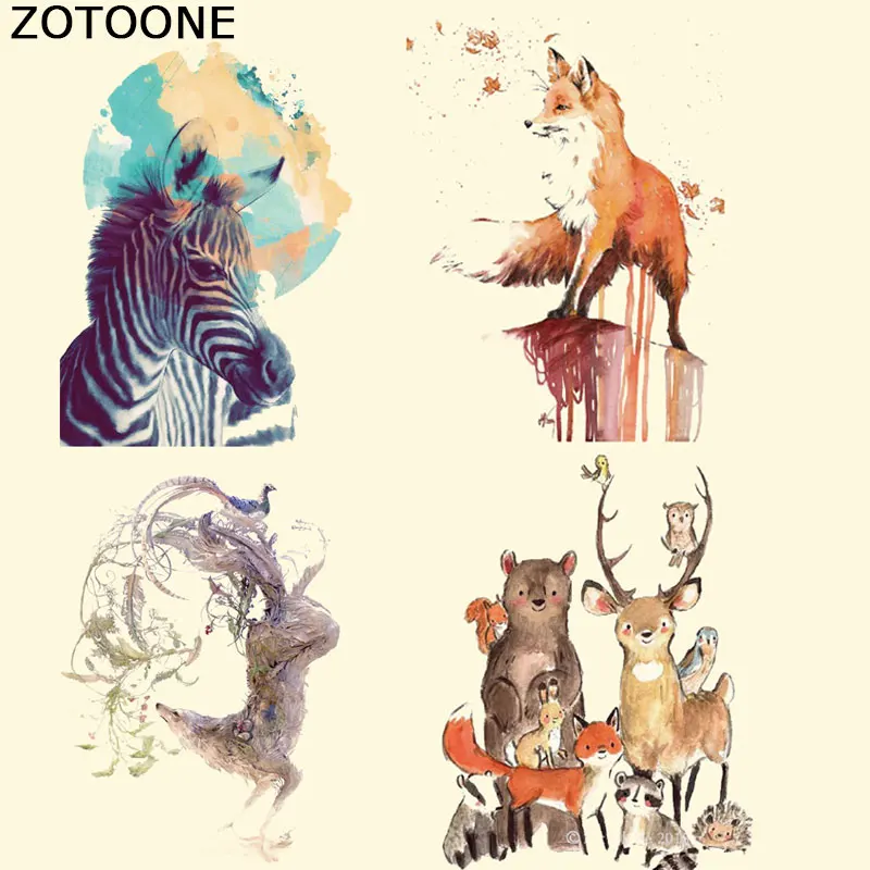 

ZOTOONE Cute Cartoon Fox Patches In Stock Cartoon Iron on Patches Heat Transfer Ironing Stickers for Baby Animal Clothes Bags E
