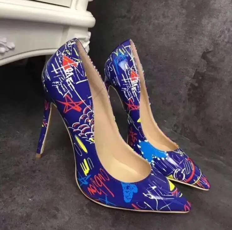 Г., новые модные женские туфли на высоком каблуке, пикантные туфли-лодочки на платформе обувь с принтом обувь для ночного клуба обувь с острым носком, размер 40, 41, 42, wo180880 - Цвет: blue