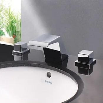 

Modern Chrome Finish Designer Spout Waterfall Bathroom Sink Faucet Basin Tap