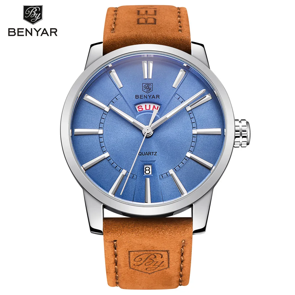 High Quality Genuine Leather Men Sport Watches Luxury Brand Business Waterproof Quartz Watch Men Casual Wrist