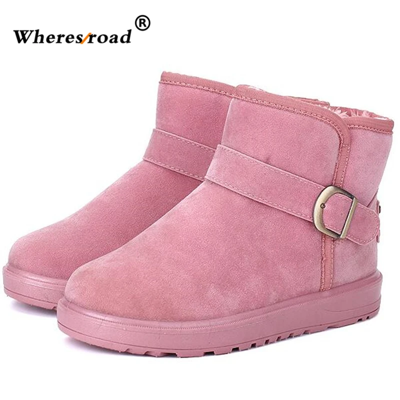 

Wheresroad Winter Warmer Snow Boots Fur Round Toe Women's Shearling Fashion Female Comfortable Hand Make Casual Sneaker