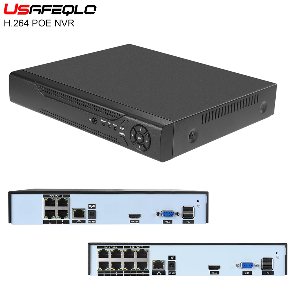 USAFEQLO 4CH 8CH 48 ватт 1080P Система охранного видеонаблюдения POE NVR XMEYE APP P2P Onvif сетевой