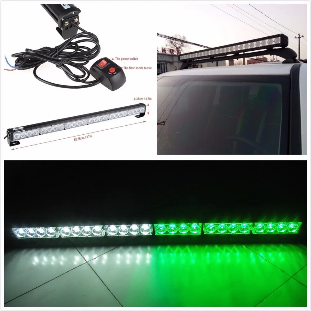 Голубой почвы BAY DC12V бело-зеленые 24LED автомобилей 4X4 4WD крыши аварийный сигнальный вспышка-Стробоскоп осветительная балка