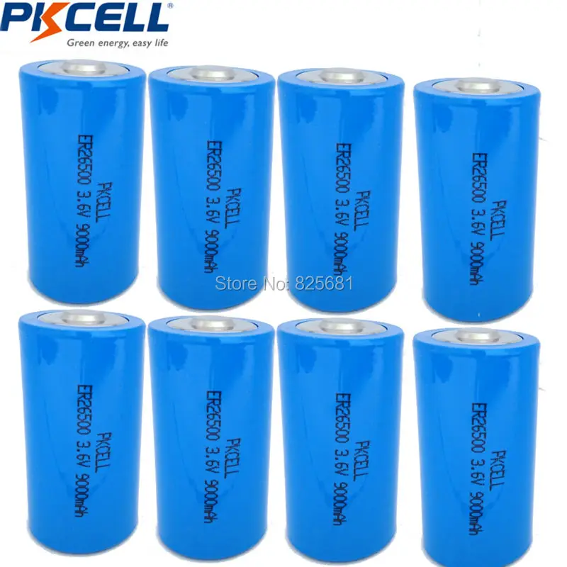 

8Pcs 3.6V ER26500 9000mah LiSCLO2 battery ER 26500 9Ah Batteries Superior to LR14 R14P 1.5V C Battery Free of mercury and lead