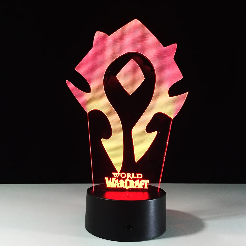 3D Illusion WOW World of Warcraft Настольная лампа с логотипом 7 цветов ночник сенсорный