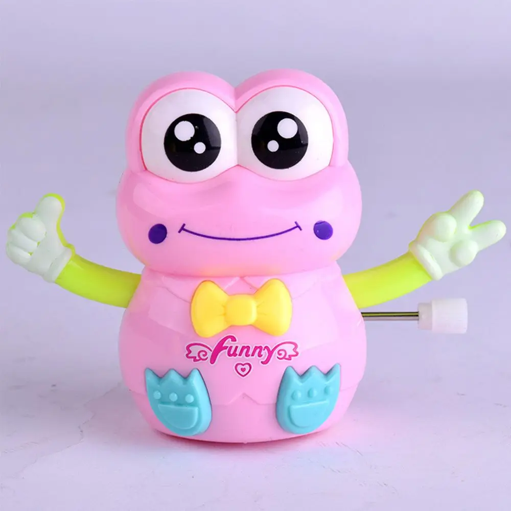 Colorful Lovely Plastic Cartoon Animal Frog Clockwork Wind Up Toy for