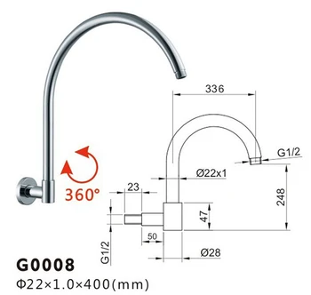 

360 degree rotation Brass GOOSENECK Round Chrome Rain shower Wall Mounted Shower Arm for shower head G0008