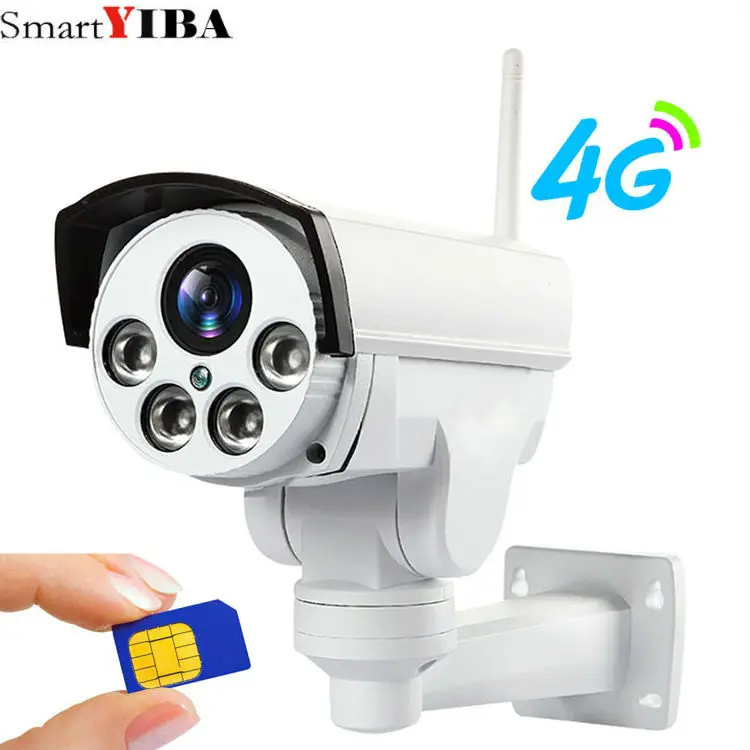 IP камера SmartYIBA1080P HD PTZ купольная с поддержкой 4G SIM SD карты Wi Fi|Камеры