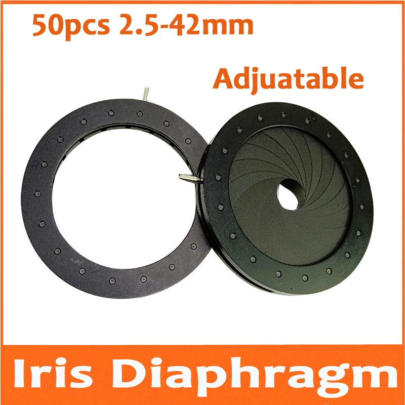 50pcs Metal 2.5-42mm Digital Camera Microscope Concentrator Adjustable Zoom Iris Diaphragm Aperture Condenser with 18pcs Leaves |