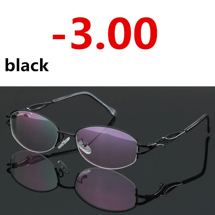 Fashion Sun Photochromic Myopia Eyeglasses Elegant Optical Women Finished Myopia Eyewear prescription Glasses Frame-1.0-4.0 - Цвет оправы: Black -3.00