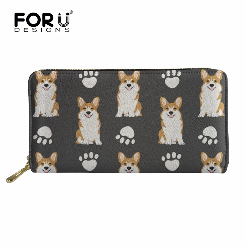 

FORUDESIGNS Wallets Women Corgi 3D Printed Pu Leather Purse Ladies Long Cash Money Bag for Teen Girls Fashion Wallet Coin Pocket