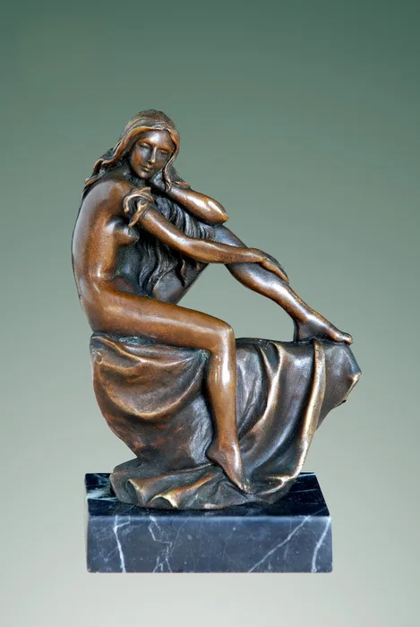 

Free shipping pure bronze sculpture western nude erogenous lady statue czs-044