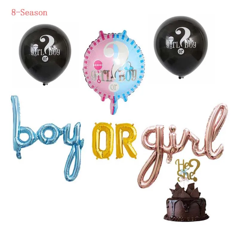 

8SEASON Boy Or Girl Gender Reveal Helium Gas For Balloons 36 Inch Black Round Confetti Cake Topper Decoration Anniversaire Adult