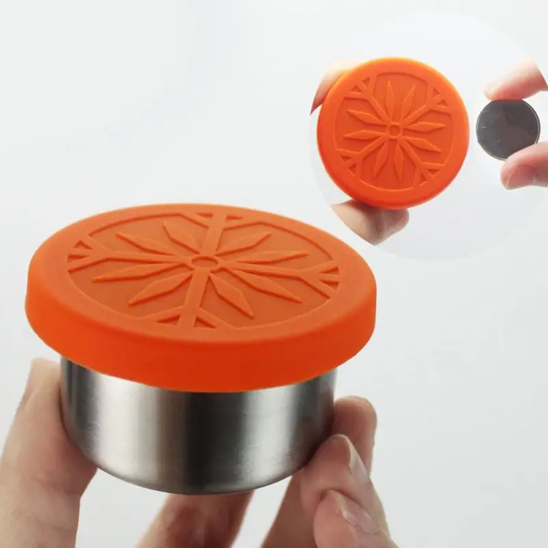 

1pcs Silicone Lid Spice Tin Jar Stainless Steel Spice Sauce Storage Container Jars Kitchen Condiment Box Houseware