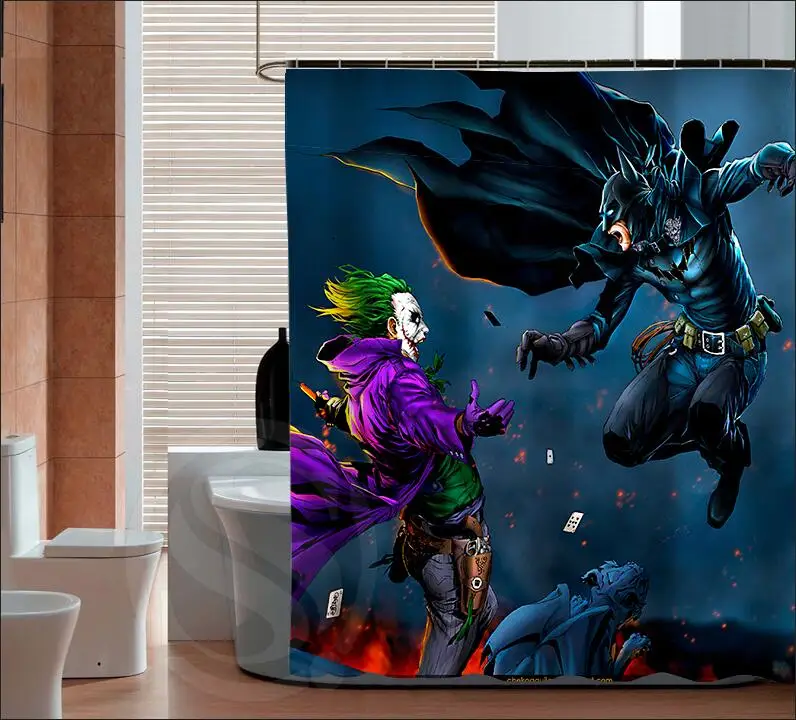 Best подарок Бэтмен пользовательские душ Шторы ткань ванна Шторы Водонепроницаемый для ванны - Цвет: Белый