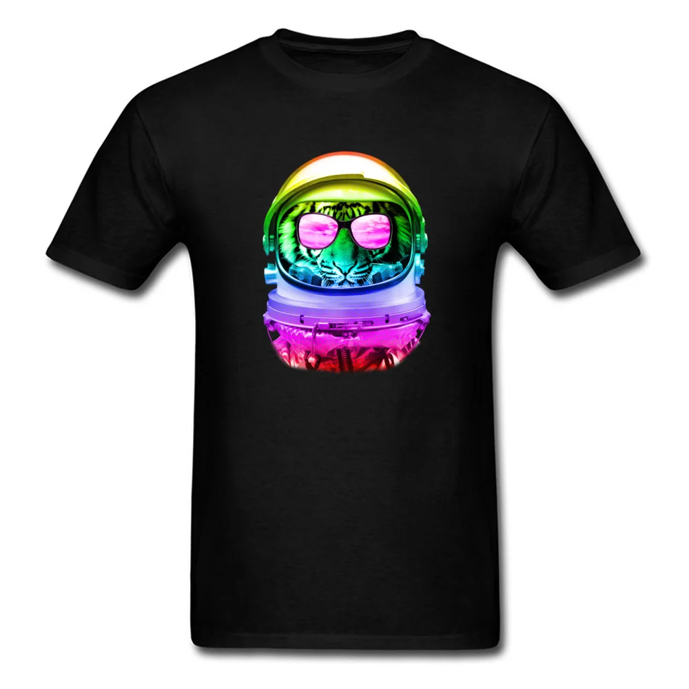 Custom Cool Space Tiger T-Shirt 2018 New Summer/Autumn Short Sleeve O-Neck Tops Tees Pure Cotton Man Street T-shirts Cool Space Tiger black