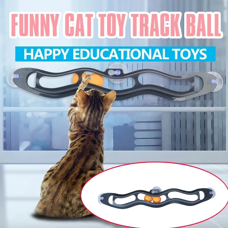 

Hot Cat Toys Interactive Track Ball Cat Window Suction Cup Track Ball Pet Toy Accessories LFD