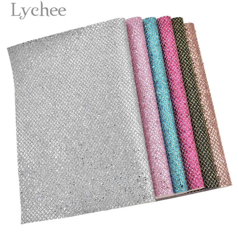 Lychee Life 21x29 см А4 сетка блестящая искусственная кожа ткань Высококачественная Синтетическая Кожа DIY материал для сумок одежды