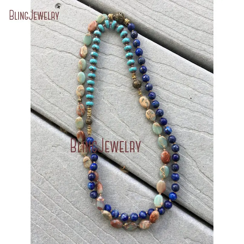 20181212-NM20375-bohemian long layering aqua terra jasper lapis and czech beads hand knotted necklace_4