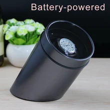 Питание от батареи Черная одинарная варочная панель для автоматических часов Коробка Часов Автоматический намотчик коробка для хранения с окошком коробка