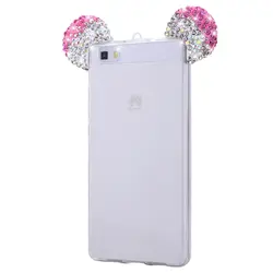 Grandever Роскошный блеск Мышь уши чехол для телефона для Huawei P8 Lite case силиконовая Прозрачная Coque для Huawei P8 lite случае крышка