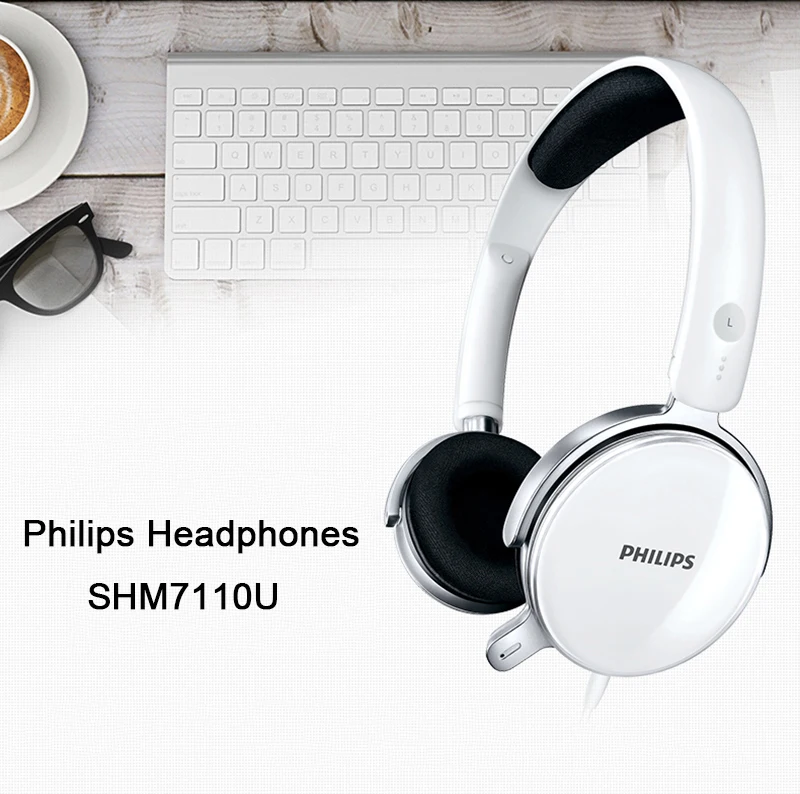 Оригинальные Наушники Philips SHM7110U стерео Бас провод управление микрофон гарнитура для samsung Xiaomi смартфон