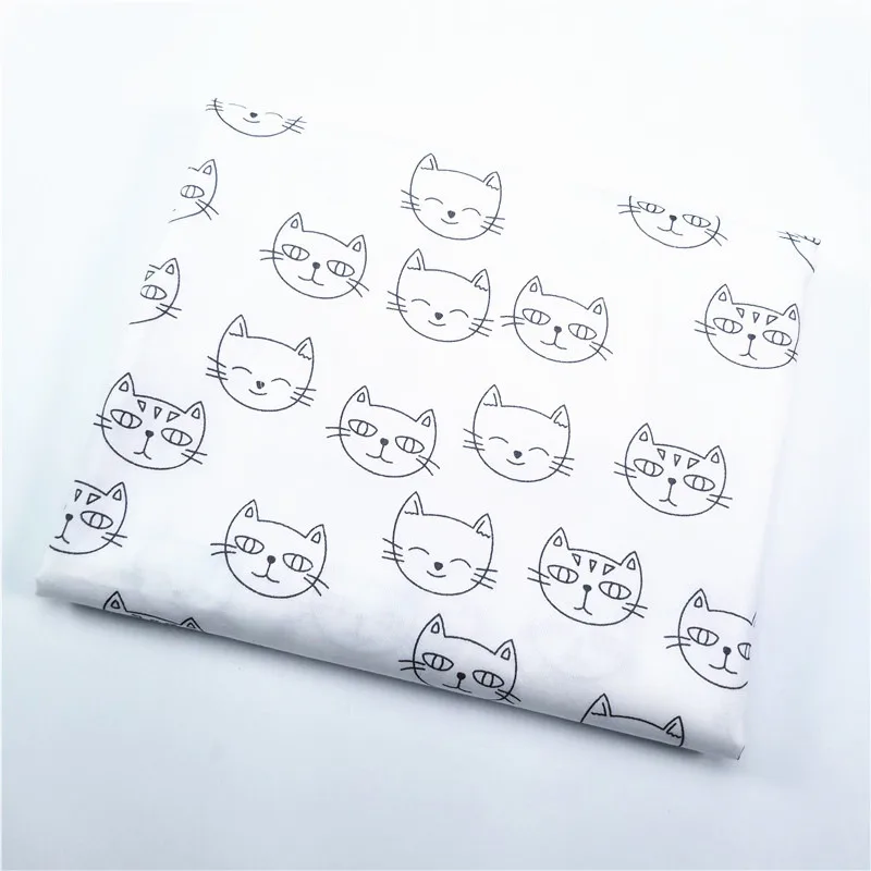 Ткань с принтом милого кота, хлопок, саржа, Лоскутная Ткань для шитья, лоскутное шитье, ручная работа, домашний текстиль для детей