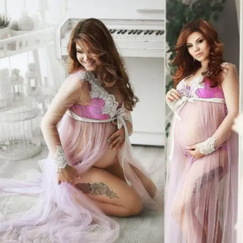 Платье для беременных женщин на шнуровке с длинным рукавом; платье для беременных женщин; платье макси; одежда для фотосессии
