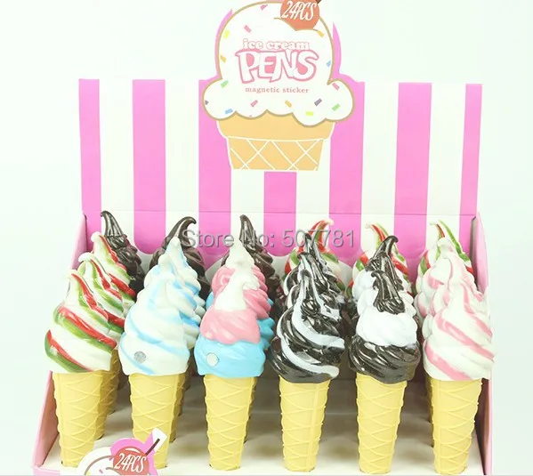 

[Free shipping] NEW !Magnetism !ice cream pen,MIX Sweets series pens ,24pcs /lot could with customer' logo