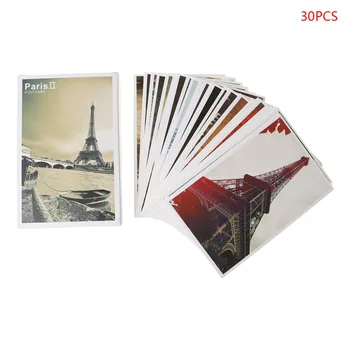 

30 Sheets Eiffel Tower Paintings Retro Vintage Postcard Christmas Gift Card Wish Poster Cards