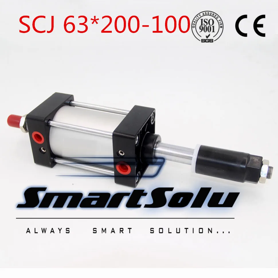 Free Shipping Airtac type Standard air cylinder single rod 63mm bore 200mm stroke SCJ63x200-100 100mm adjustable stroke cylinder